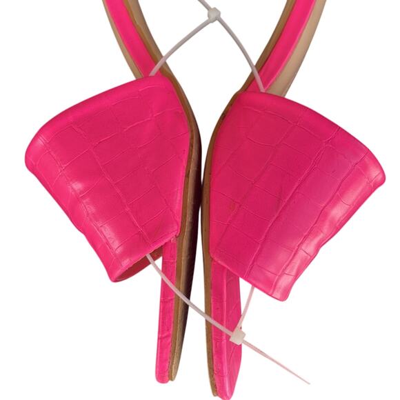 Camssoo Square Open Toe Clear Heels embossed print pink sandals Barbie size 9 - Picture 7 of 9